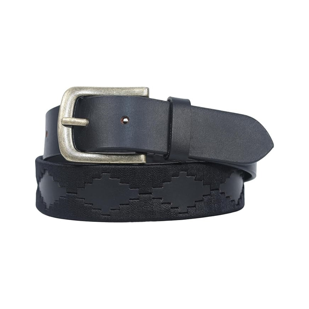 Sezamia Unisex Argentina Premium Leather Polo Belt | Handcrafted, Elegant, Durable, & Adjustable Fit (Black)