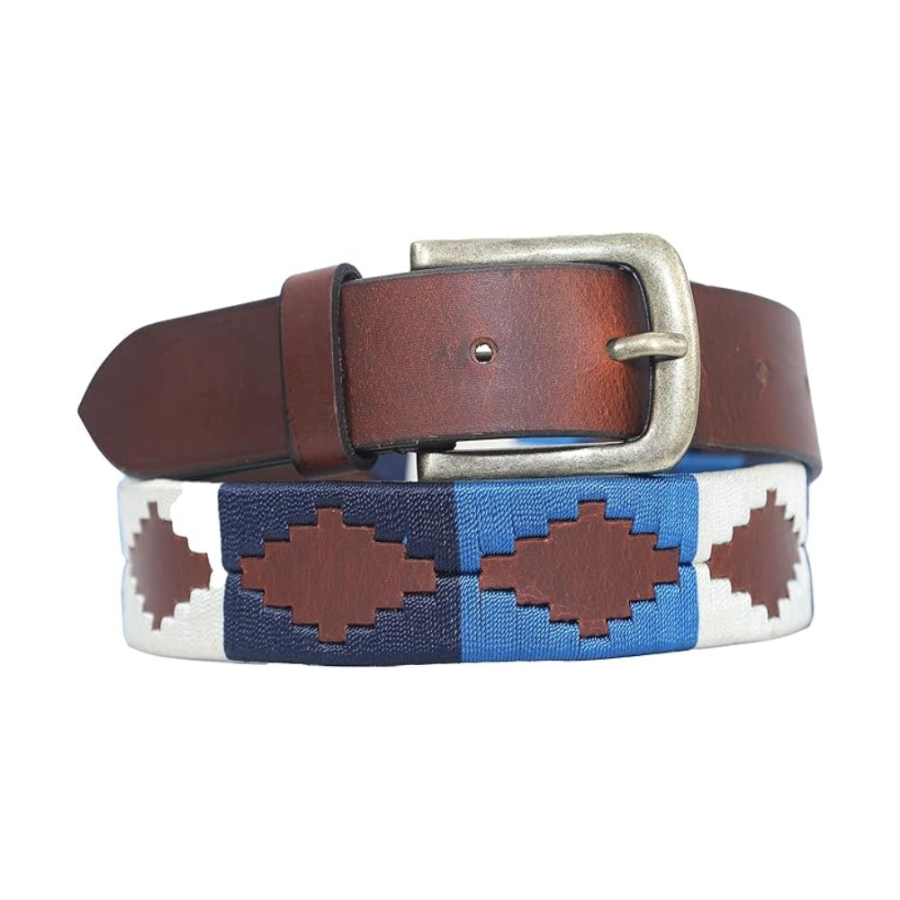 Sezamia Unisex Argentina Premium Leather Polo Belt | Handcrafted, Elegant, Durable, & Adjustable Fit (Blue)