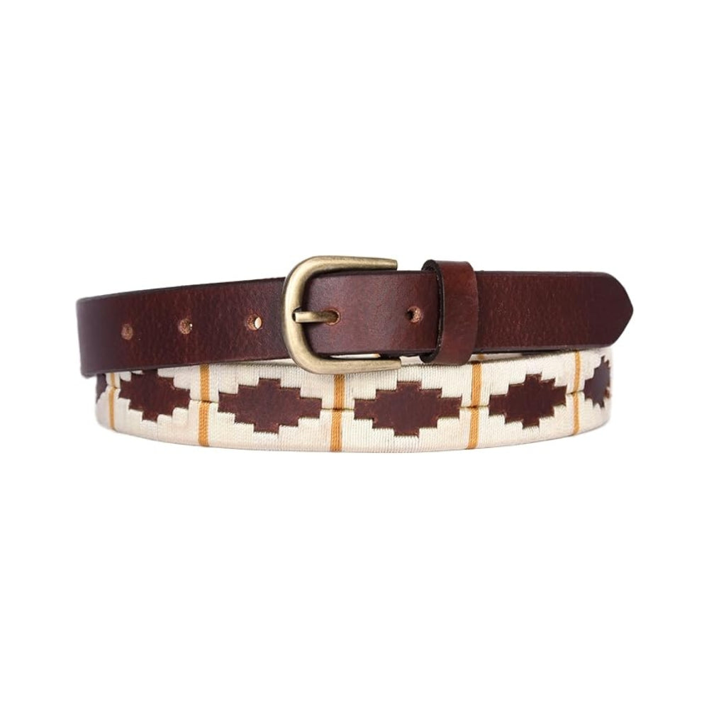 Sezamia Unisex Argentina Premium Leather Polo Belt | Handcrafted, Elegant, Durable, & Adjustable Fit (Beige & Brown)