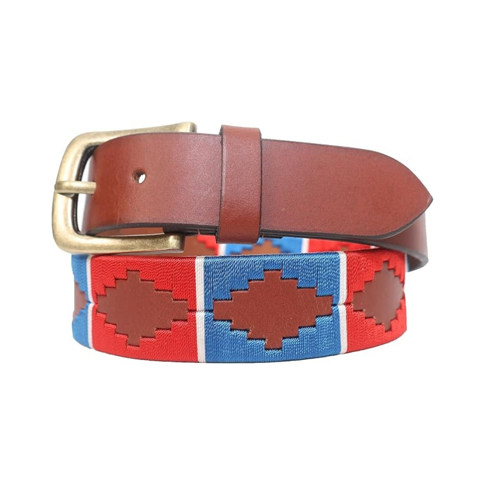 Sezamia Unisex Argentina Premium Leather Polo Belt | Handcrafted, Elegant, Durable, & Adjustable Fit (Red)