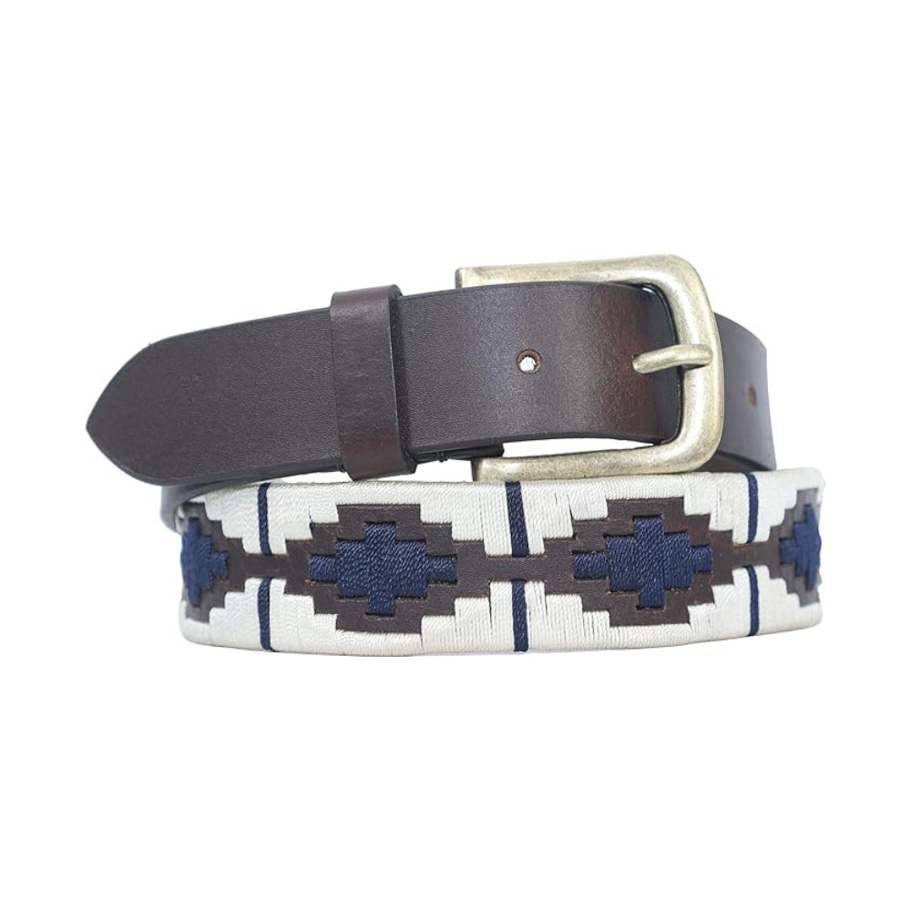Sezamia Unisex Argentina Premium Leather Polo Belt | Handcrafted, Elegant, Durable, & Adjustable Fit (White)