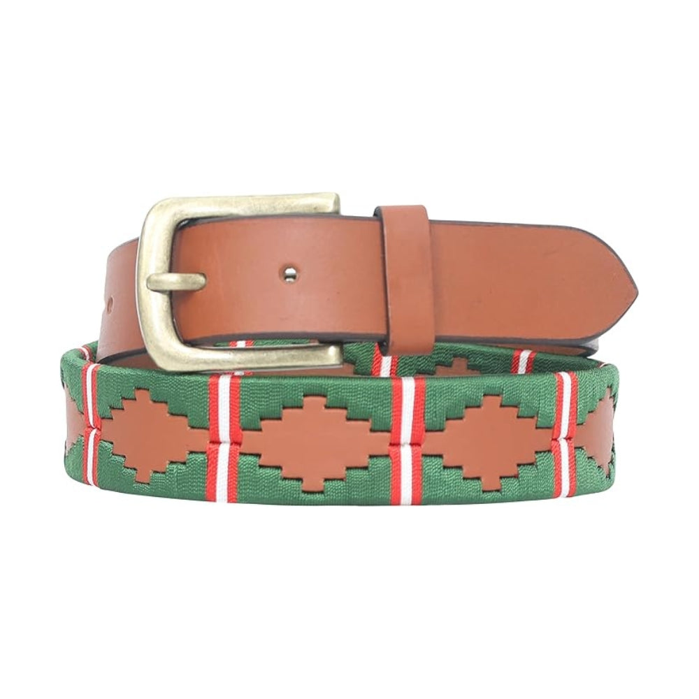 Sezamia Unisex Argentina Premium Leather Polo Belt | Handcrafted, Elegant, Durable, & Adjustable Fit (Green)