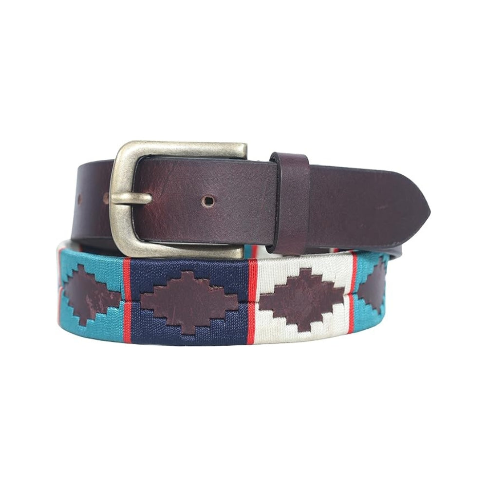 Sezamia Unisex Argentina Premium Leather Polo Belt | Handcrafted, Elegant, Durable, & Adjustable Fit (Aqua Blue)