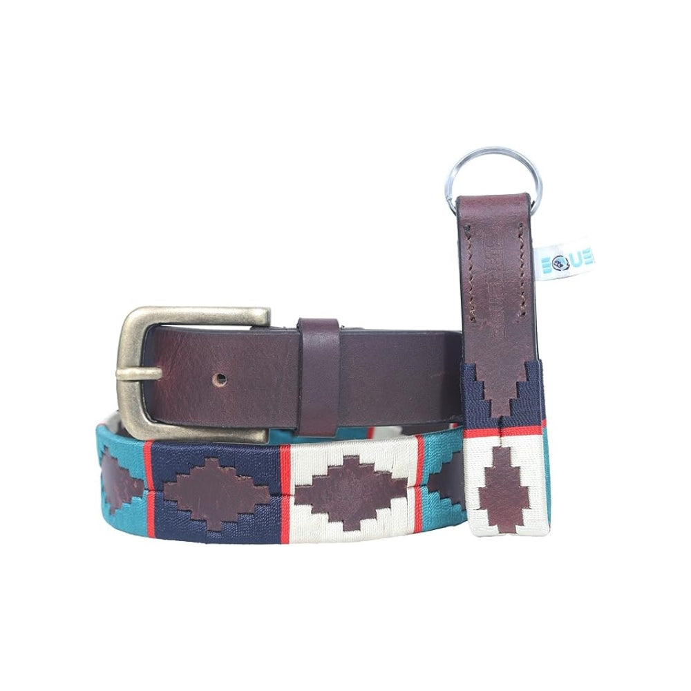 Sezamia Unisex Argentina Premium Leather Polo Belt | Handcrafted, Elegant, Durable, & Adjustable Fit (Aqua Blue)
