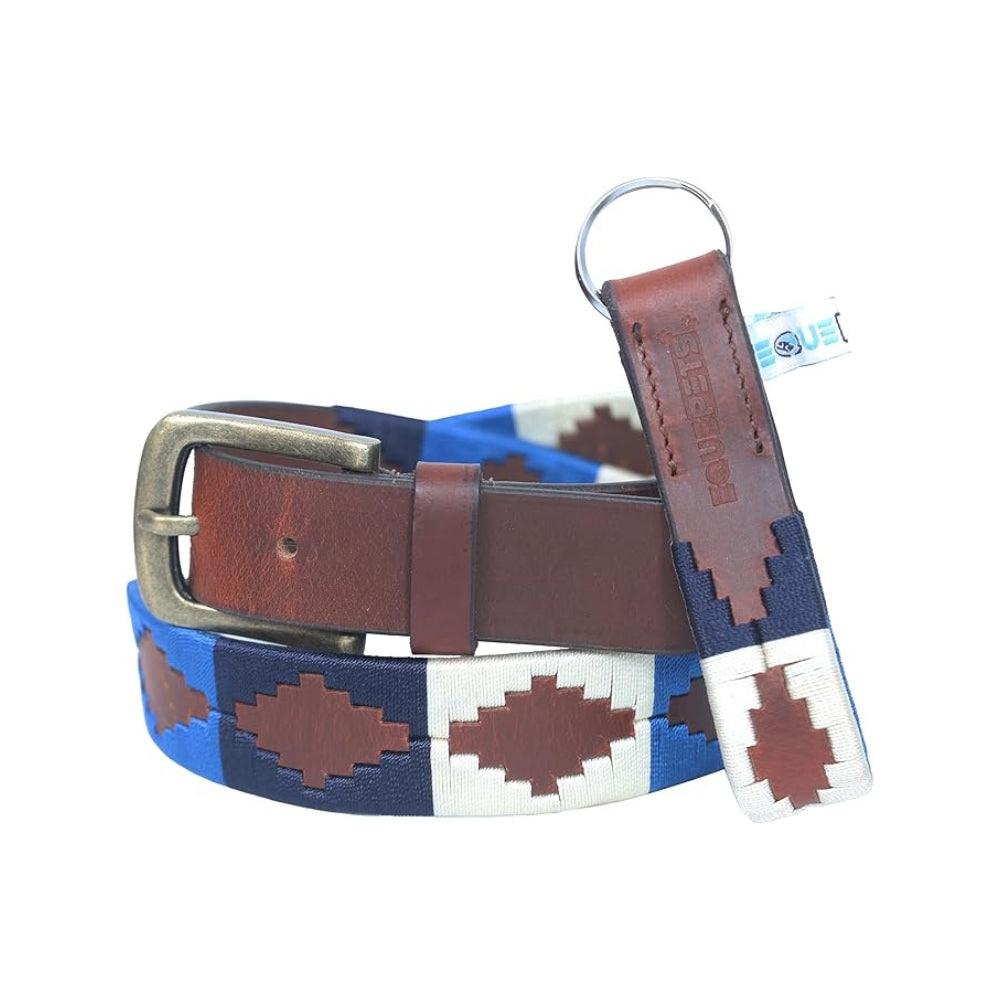 Sezamia Unisex Argentina Premium Leather Polo Belt | Handcrafted, Elegant, Durable, & Adjustable Fit (Blue)