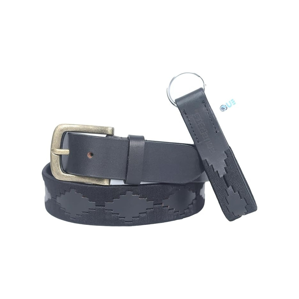 Sezamia Unisex Argentina Premium Leather Polo Belt | Handcrafted, Elegant, Durable, & Adjustable Fit (Black)