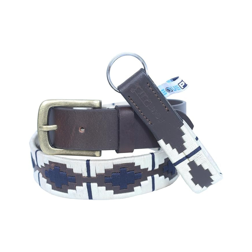 Sezamia Unisex Argentina Premium Leather Polo Belt | Handcrafted, Elegant, Durable, & Adjustable Fit (White)