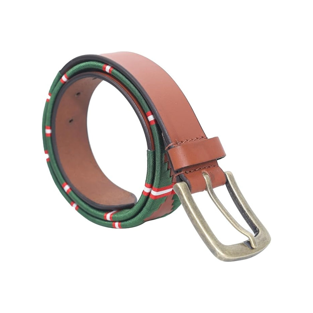 Sezamia Unisex Argentina Premium Leather Polo Belt | Handcrafted, Elegant, Durable, & Adjustable Fit (Green)