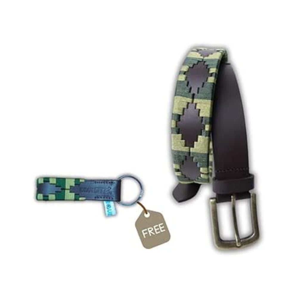 Sezamia Unisex Argentina Premium Leather Polo Belt | Handcrafted, Elegant, Durable, & Adjustable Fit (Olive Green)