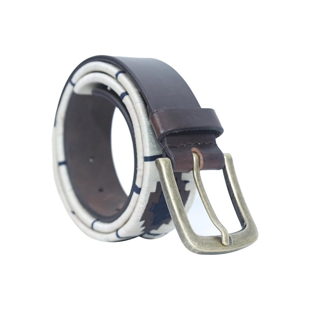Sezamia Unisex Argentina Premium Leather Polo Belt | Handcrafted, Elegant, Durable, & Adjustable Fit (White)