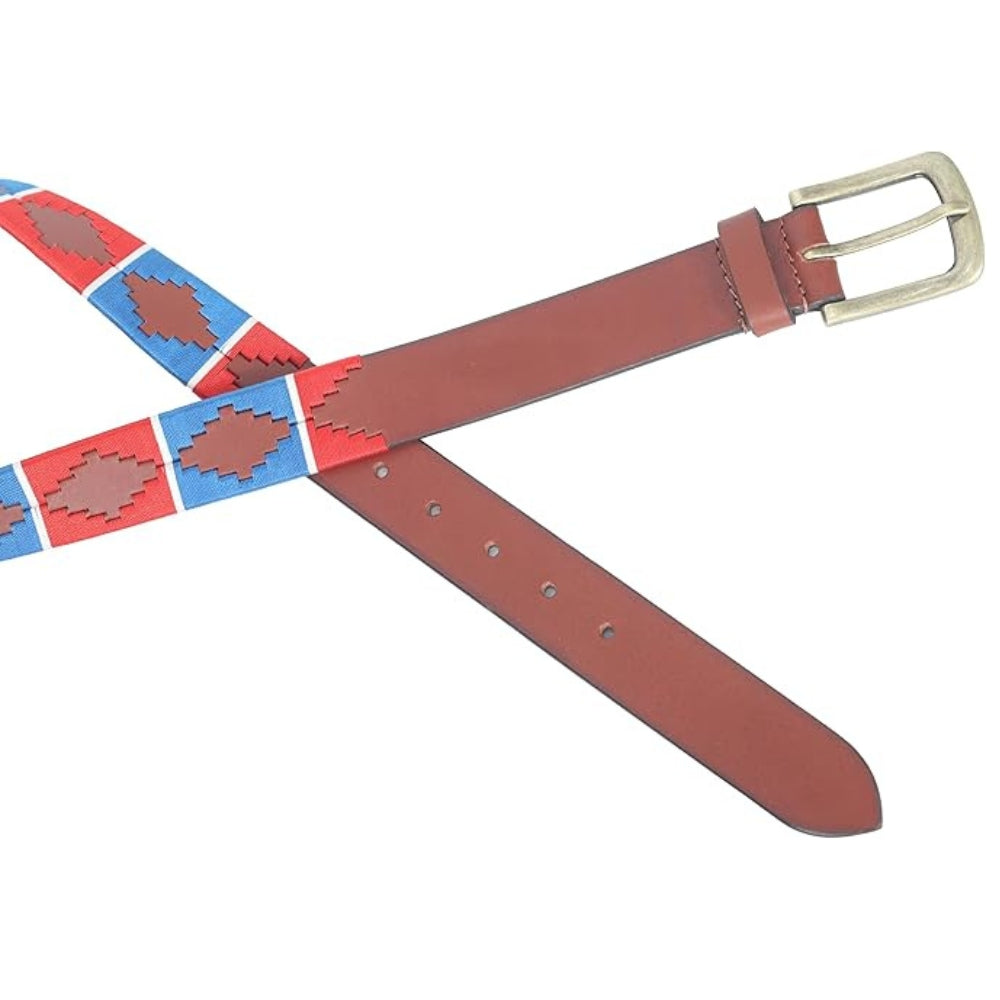 Sezamia Unisex Argentina Premium Leather Polo Belt | Handcrafted, Elegant, Durable, & Adjustable Fit (Red)