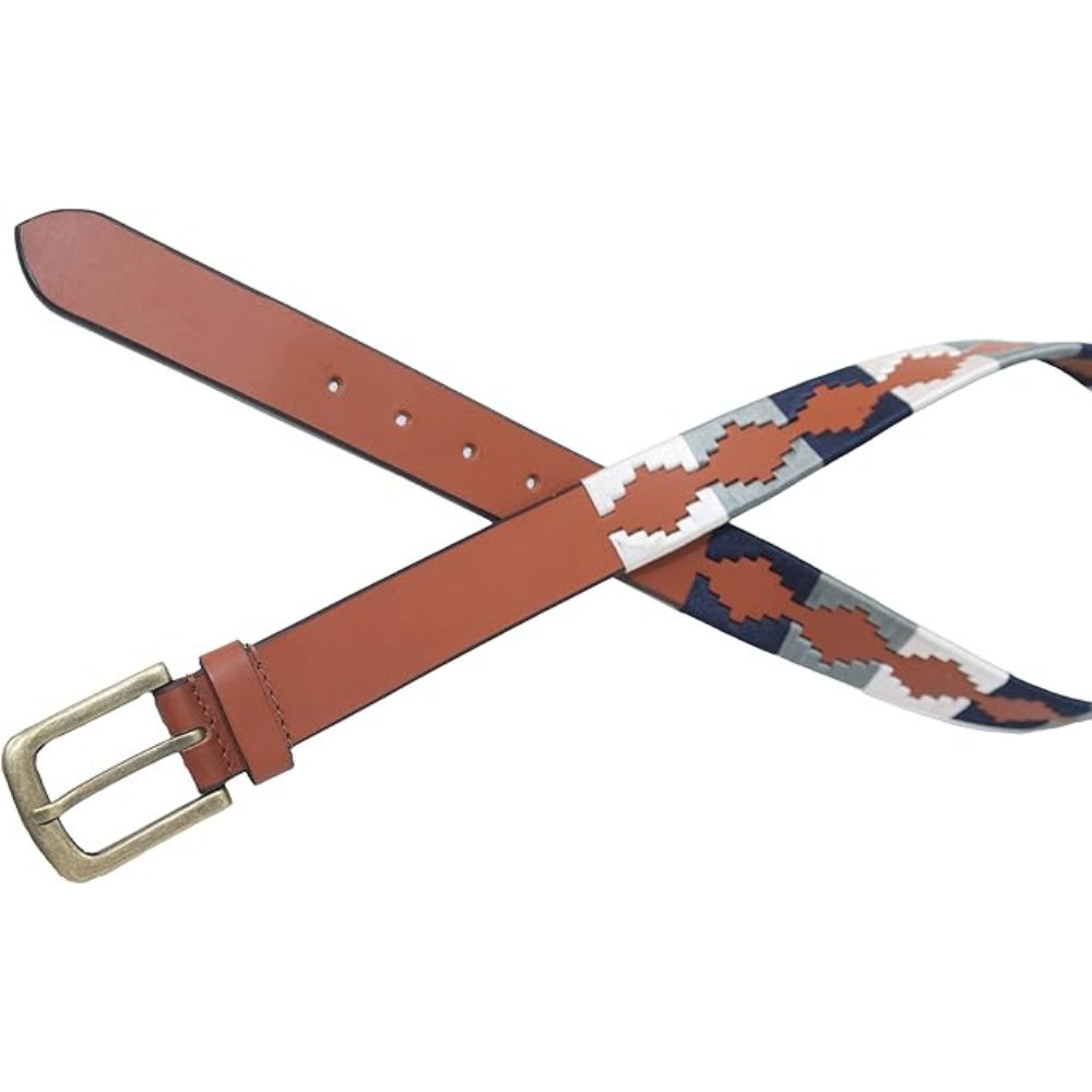 Sezamia Unisex Argentina Premium Leather Polo Belt | Handcrafted, Elegant, Durable, & Adjustable Fit (White)