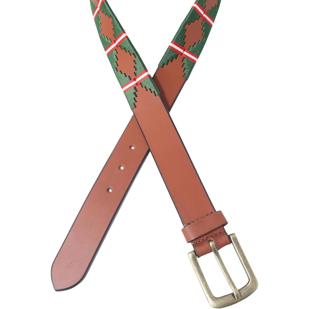 Sezamia Unisex Argentina Premium Leather Polo Belt | Handcrafted, Elegant, Durable, & Adjustable Fit (Green)