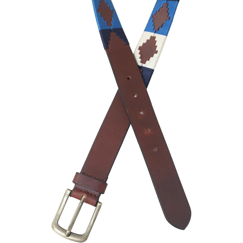 Sezamia Unisex Argentina Premium Leather Polo Belt | Handcrafted, Elegant, Durable, & Adjustable Fit (Blue)