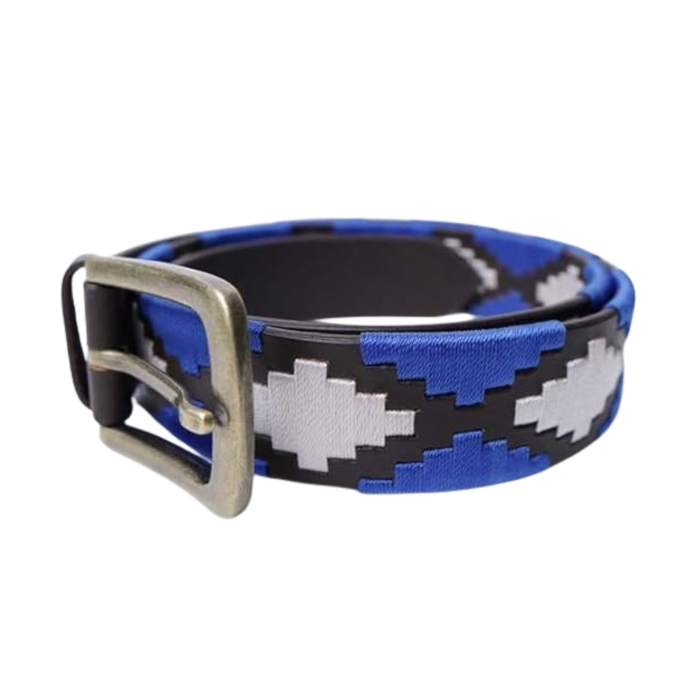 Sezamia Unisex Argentina Premium Leather Polo Belt | Handcrafted, Elegant, Durable, & Adjustable Fit (Azure Blue)