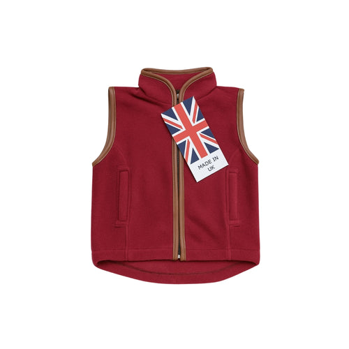 Acropole Men's Sleeveless Fleece Gilet | Stylish Full Zip Outwear Fishing Bodywarmer Jacket, Red