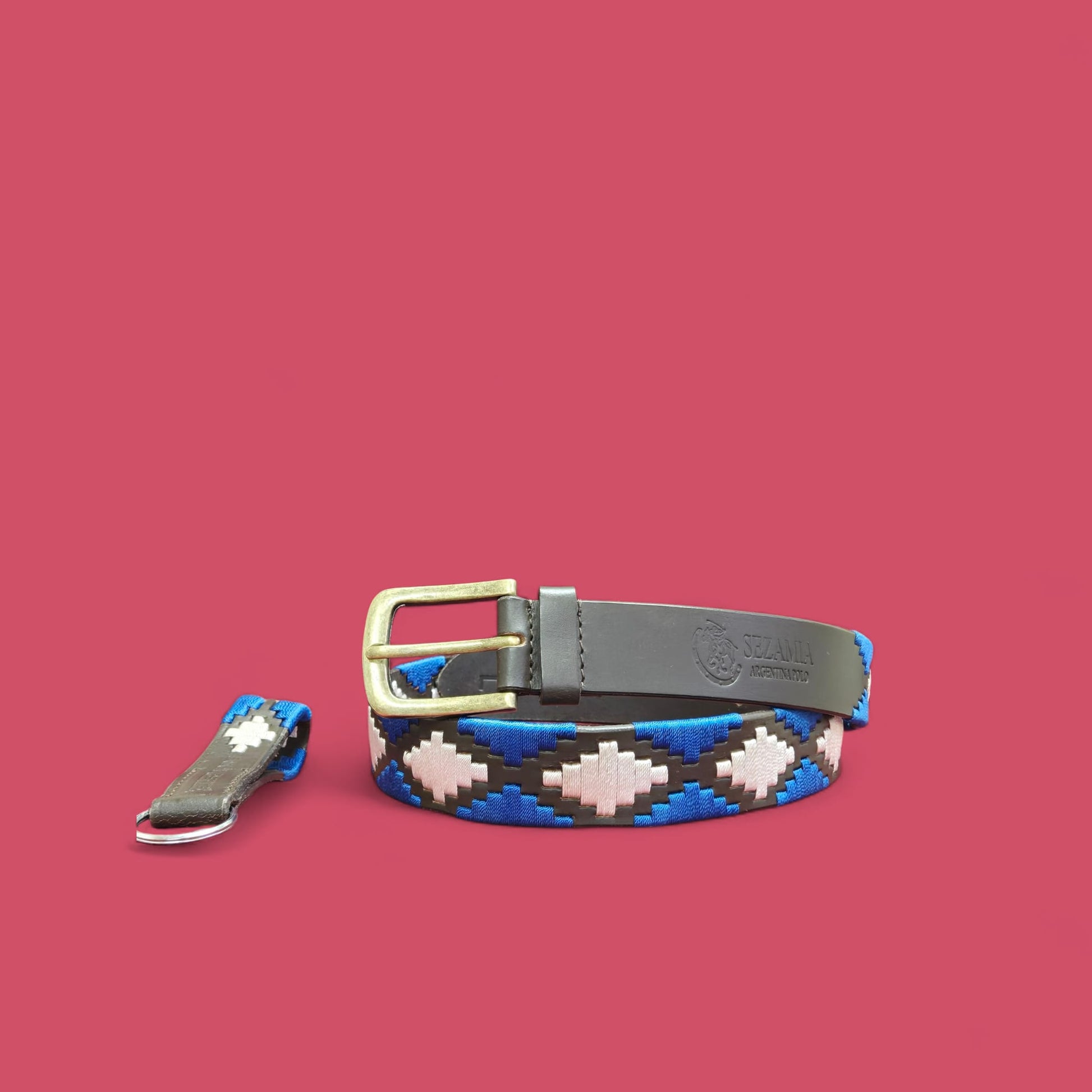 Sezamia Unisex Argentina Premium Leather Polo Belt | Handcrafted, Elegant, Durable, & Adjustable Fit (Azure Blue)