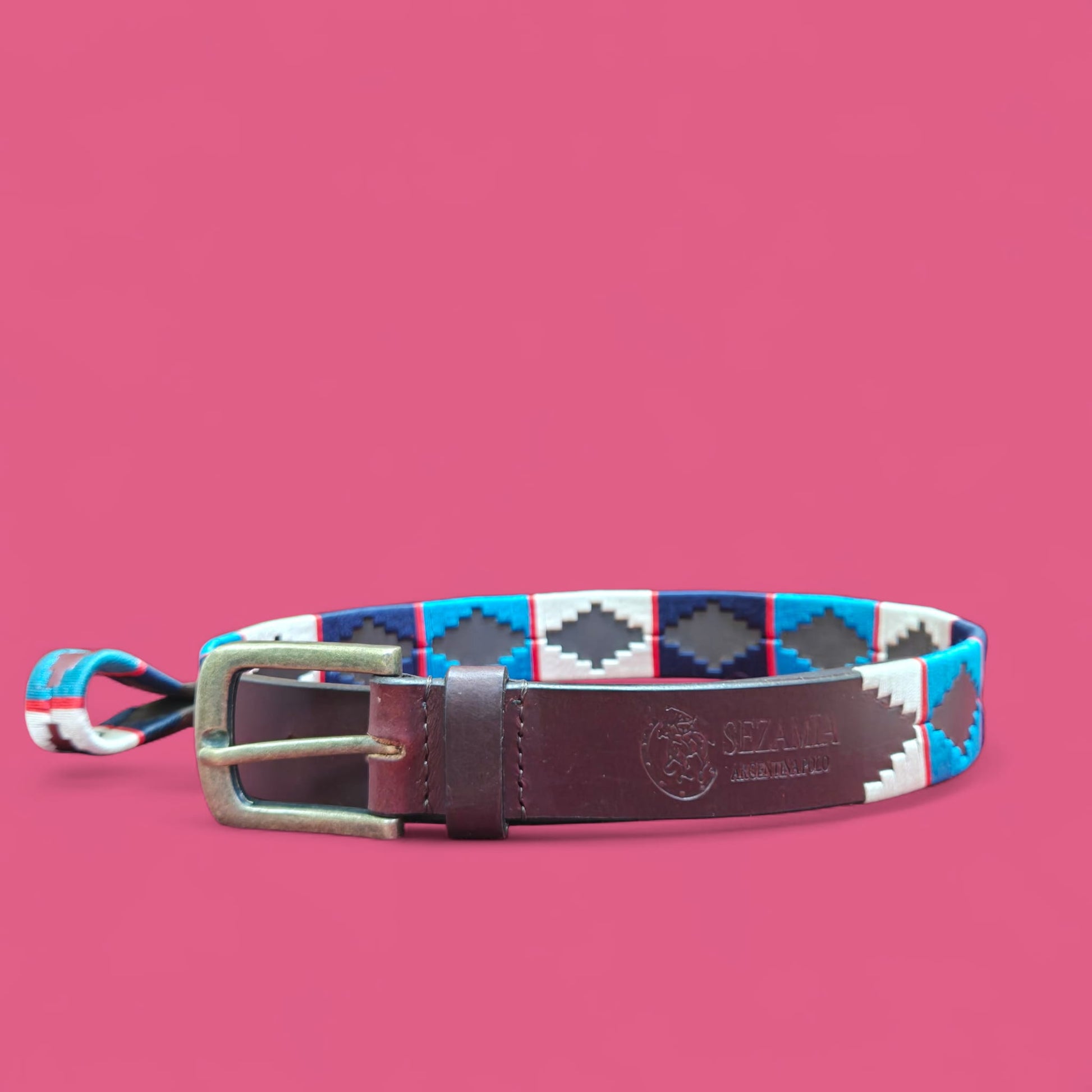 Sezamia Unisex Argentina Premium Leather Polo Belt | Handcrafted, Elegant, Durable, & Adjustable Fit (Aqua Blue)