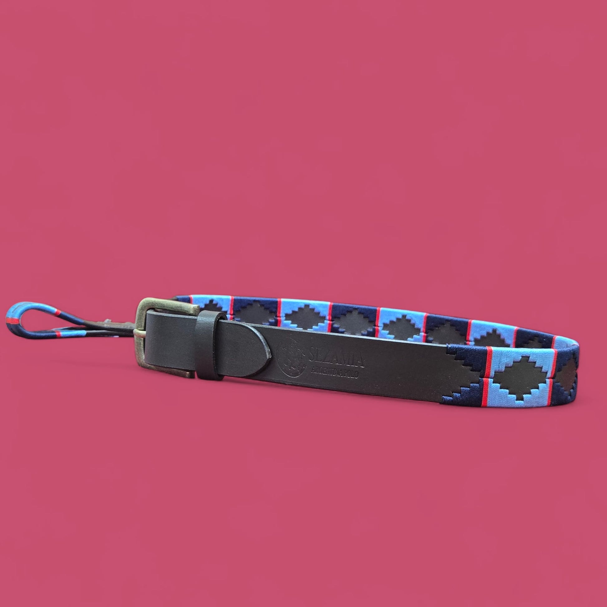 Sezamia Unisex Argentina Premium Leather Polo Belt | Handcrafted, Elegant, Durable, & Adjustable Fit (Blue)