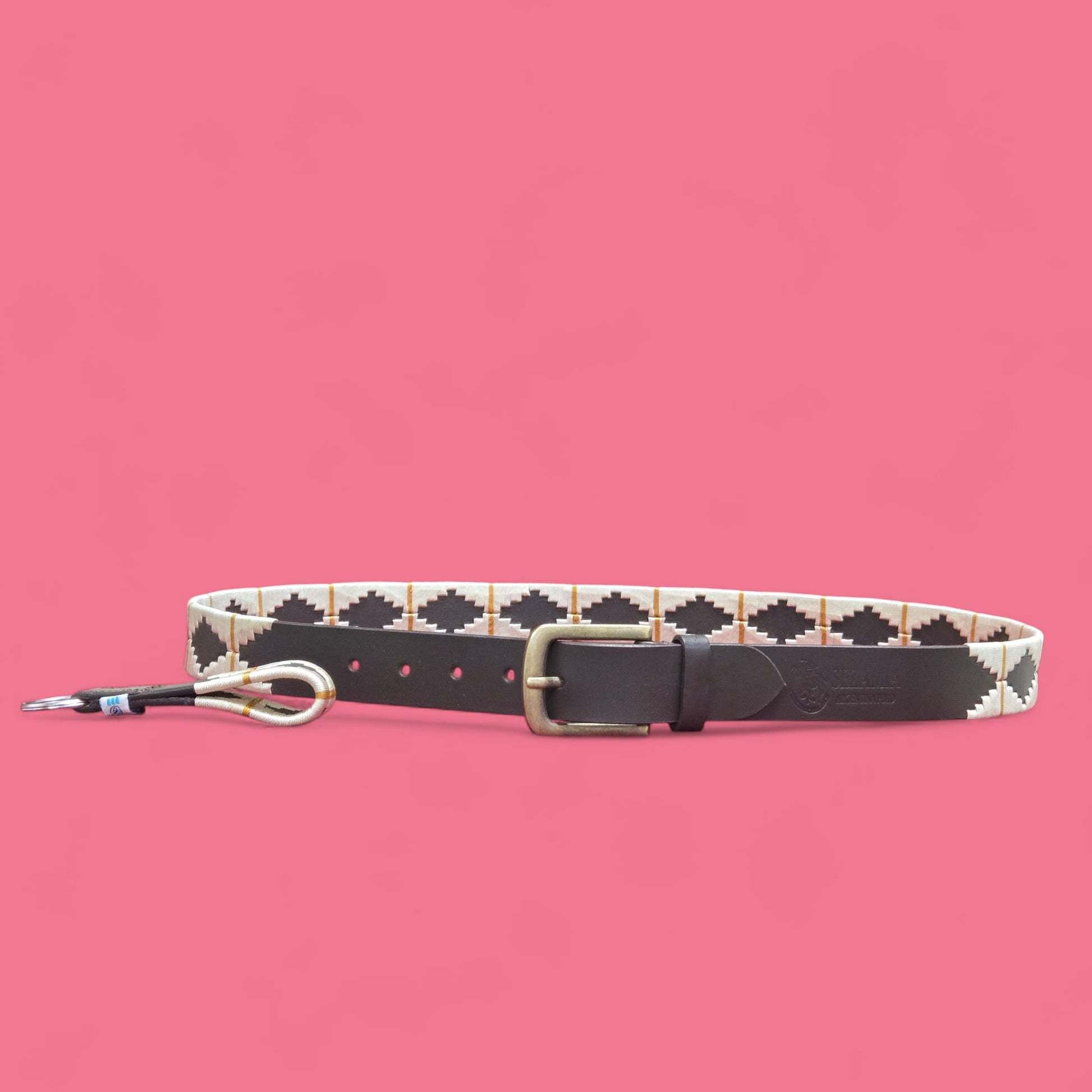 Sezamia Unisex Argentina Premium Leather Polo Belt | Handcrafted, Elegant, Durable, & Adjustable Fit (Beige & Brown)