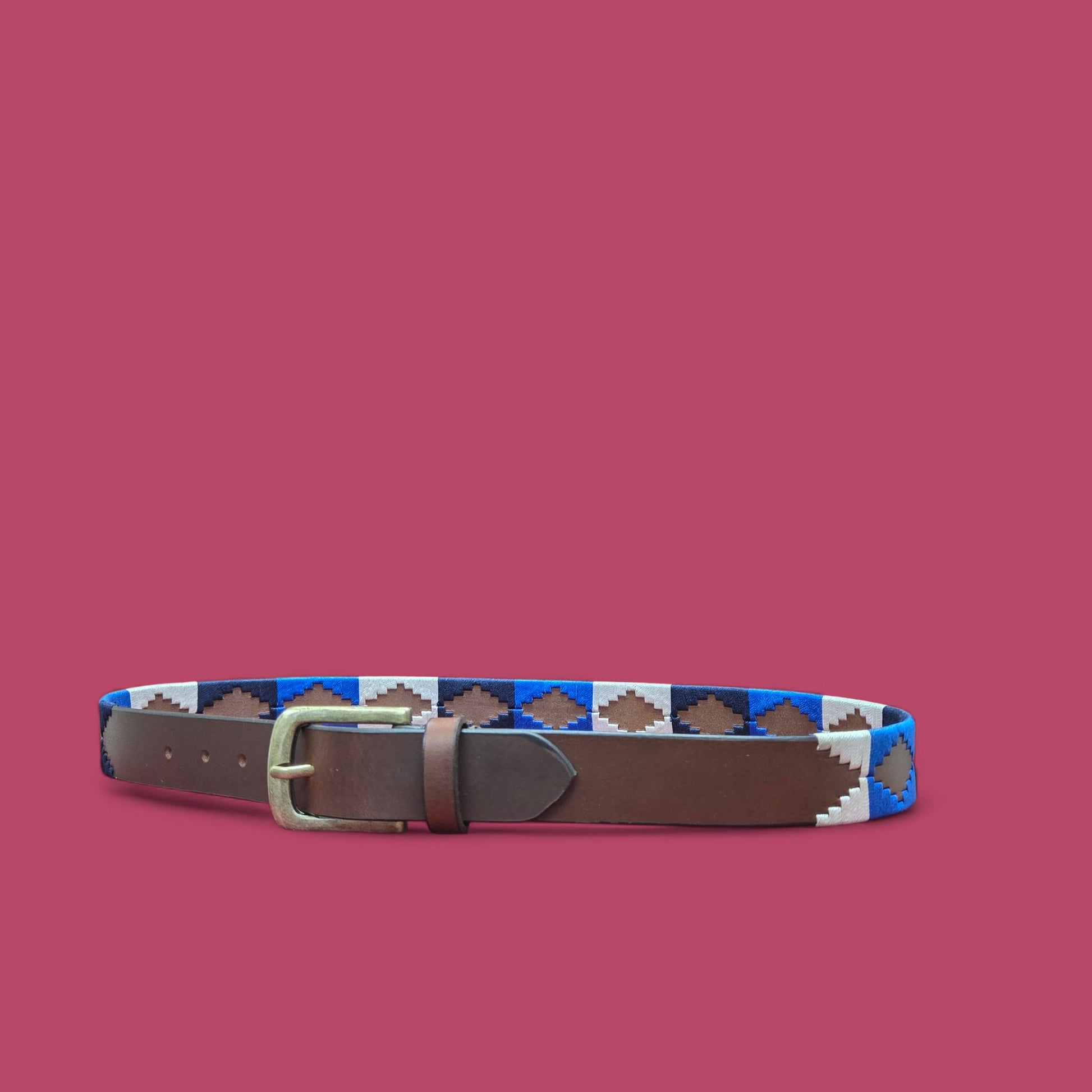 Sezamia Unisex Argentina Premium Leather Polo Belt | Handcrafted, Elegant, Durable, & Adjustable Fit (Blue)