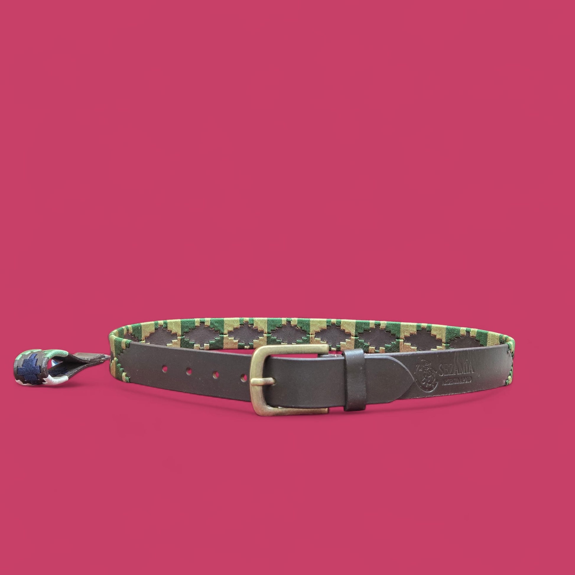 Sezamia Unisex Argentina Premium Leather Polo Belt | Handcrafted, Elegant, Durable, & Adjustable Fit (Olive Green)