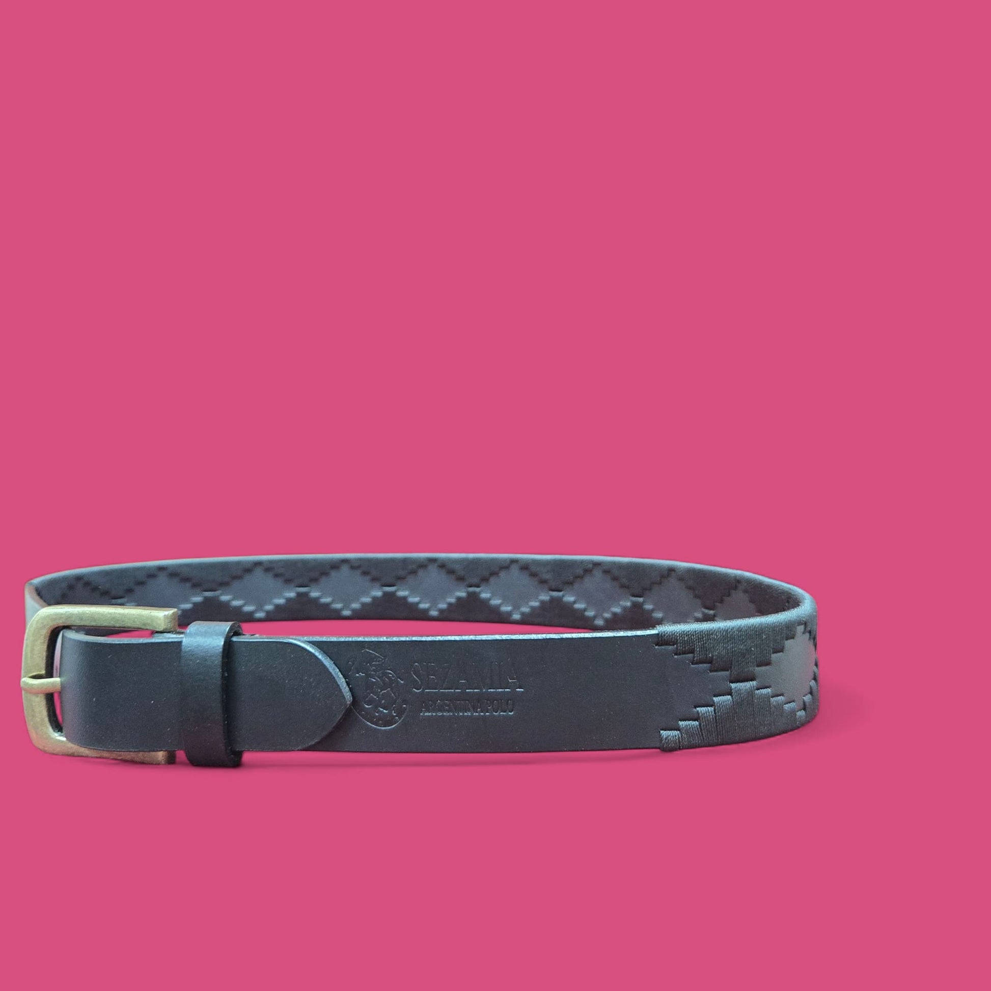 Sezamia Unisex Argentina Premium Leather Polo Belt | Handcrafted, Elegant, Durable, & Adjustable Fit (Black)
