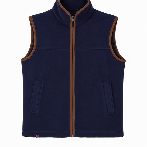 Acropole Men's Sleeveless Fleece Gilet | Stylish Full Zip Outwear Fishing Bodywarmer Jacket, Blue
