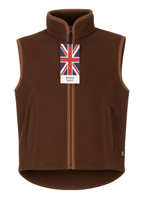 Acropole Men's Sleeveless Fleece Gilet  | Stylish Full Zip Outwear Fishing Bodywarmer Jacket, Brown